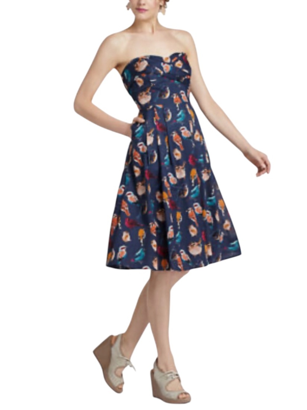 Anthropologie Maeve bird cotton dress M 6